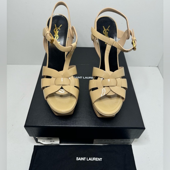 Saint Laurent Shoes - $1150 Saint Laurent Women's Tribute Leather Platform Sandals New With Box Sz 9